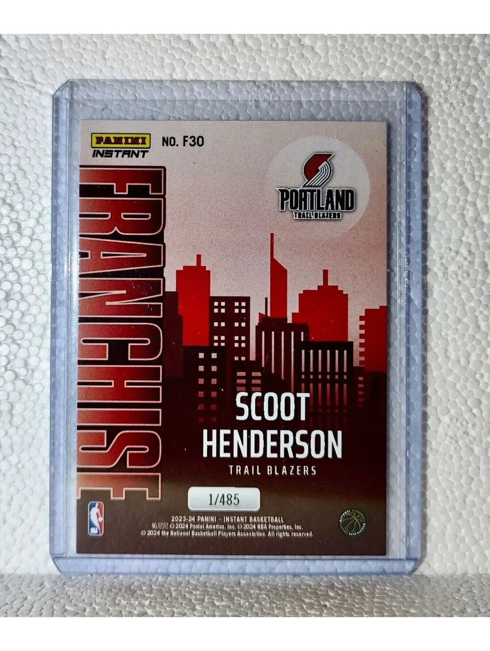 Scoot Henderson 2023-24 NBA #30 Franchise Basketball Card Trail Blazers 1/485